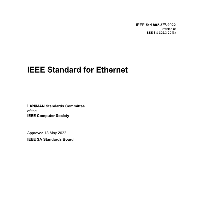 IEEE Standard for Ethernet 802.3-2022 以太网标准2022版